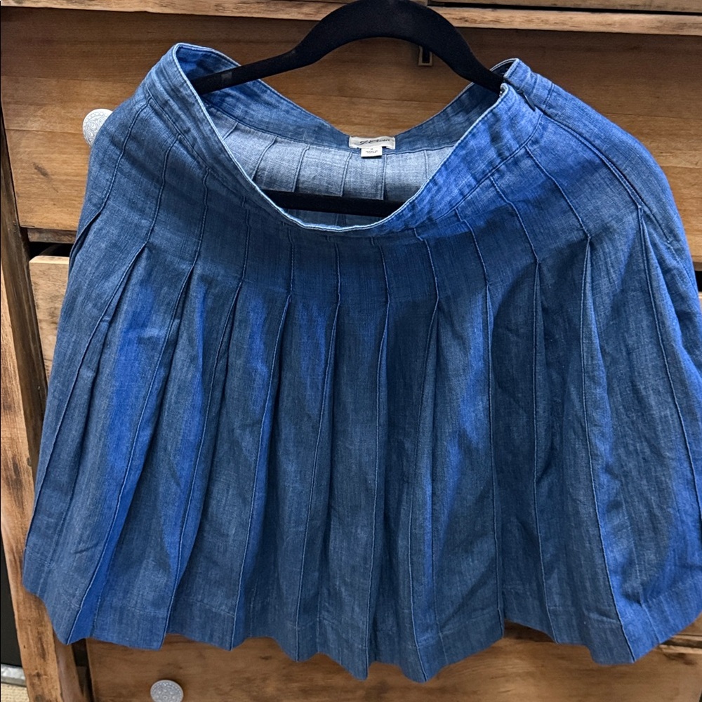 J. Crew Indigo A-Line Pleated Skirt